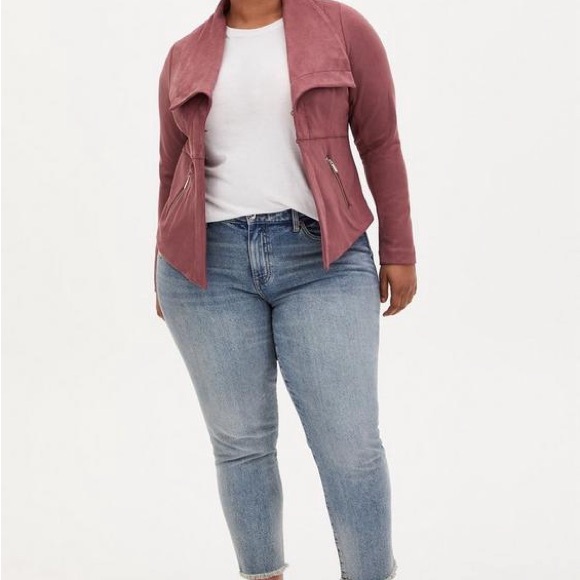 Torrid Faux Suede Peplum Mauve Jacket - Picture 4 of 12